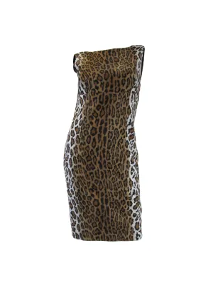 2000s Moschino Cheap & Chic Faux Fur Leopard Print Sheath Dress