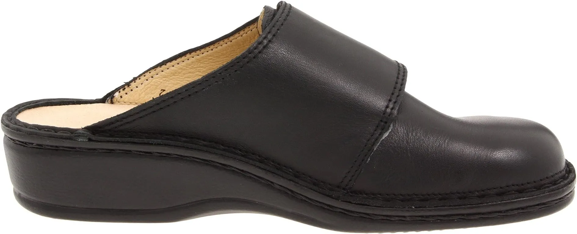 Aussee Clogs - 82526 Finn Comfort, Black Leather Soft Footbed