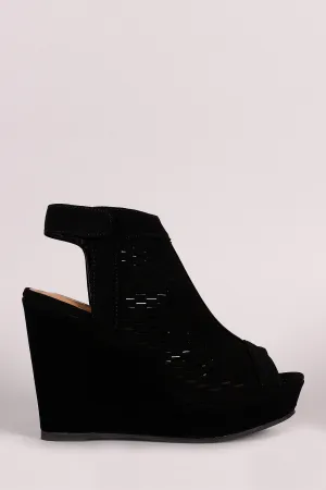 Bamboo Perforated Peep Toe Wedge