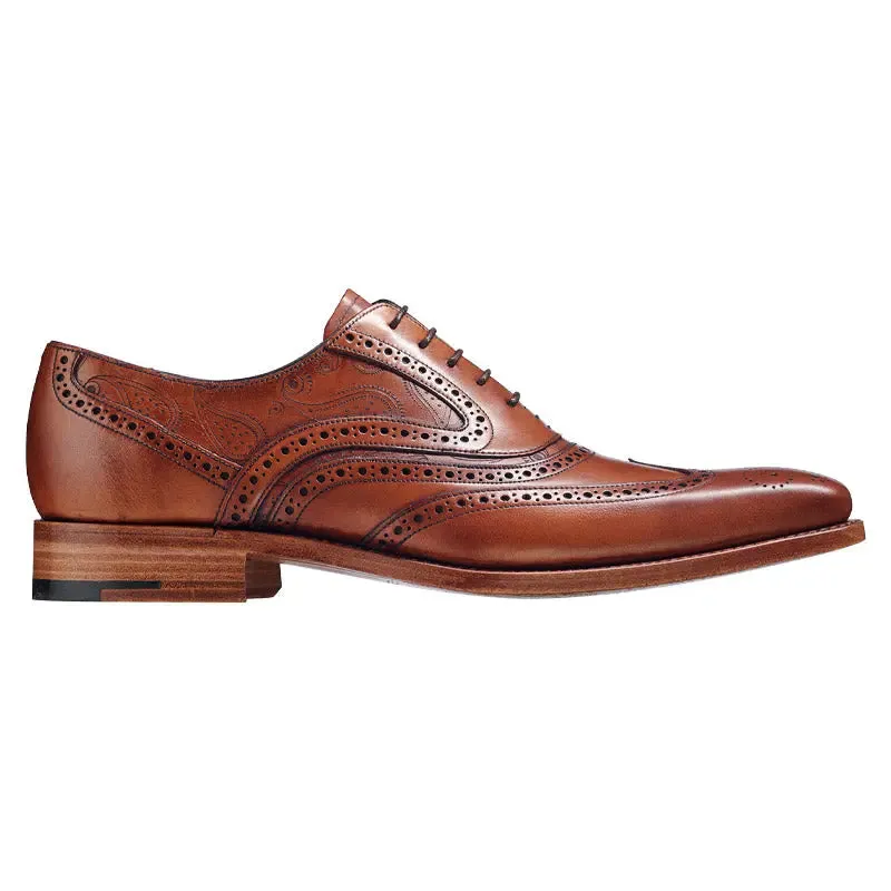 BARKER McClean Shoes - Mens Brogue - Antique Rosewood Calf & Paisley Laser