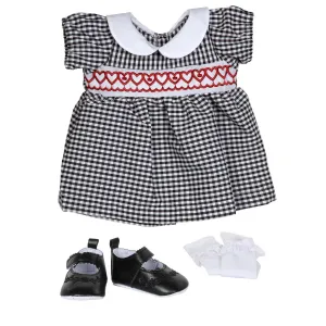 BLC C BU Fashion Set - Black Gingham Dress Fits 20"