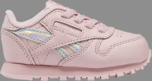 Classic leather toddler 'pink glow iridescent' Reebok sneakers, pink