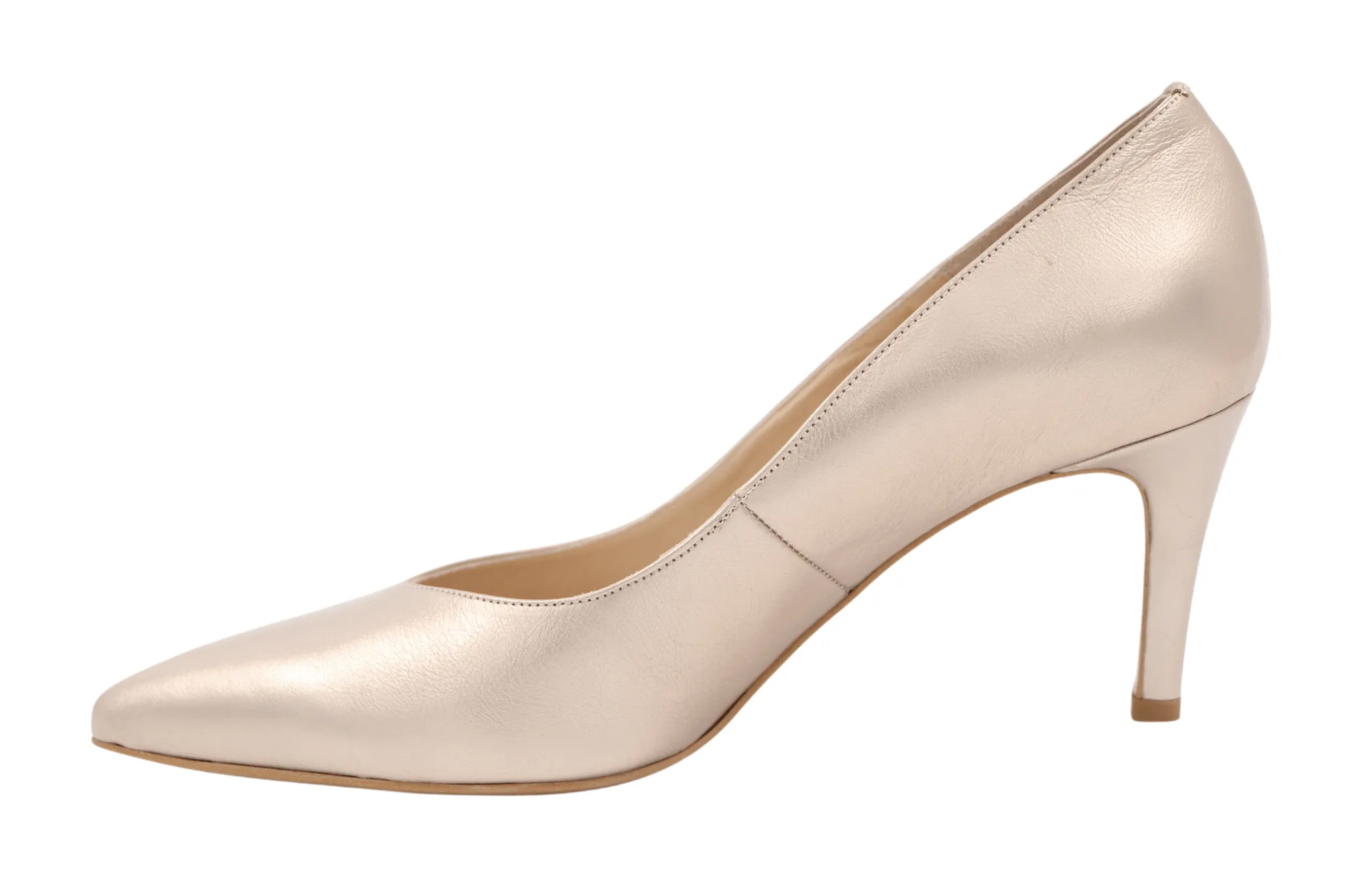 EMIS Pale Gold Leather V-Cut court shoe