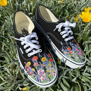 Flower Field Vans Authentic Shoes for Women and Men