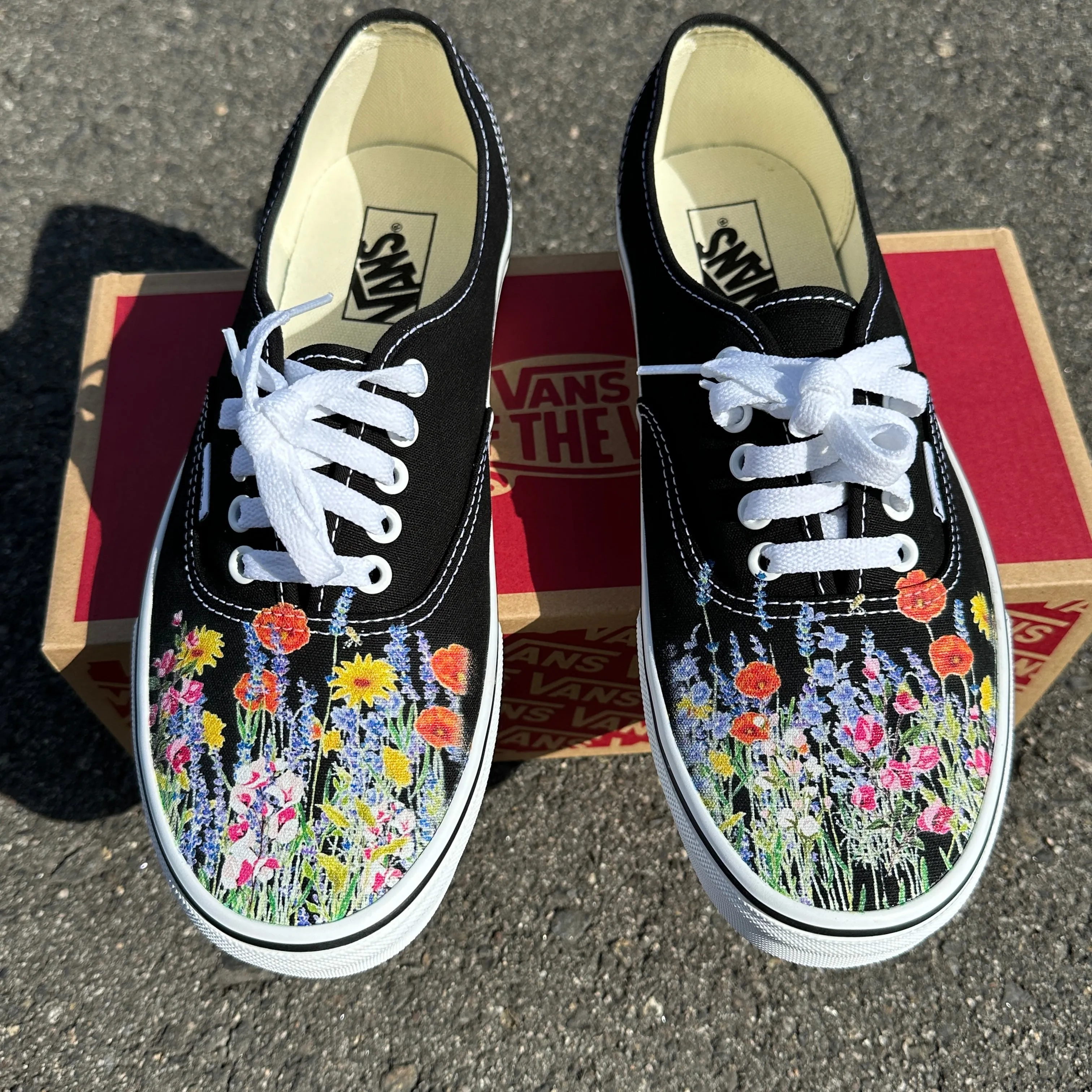 Flower Field Vans Authentic Shoes for Women and Men