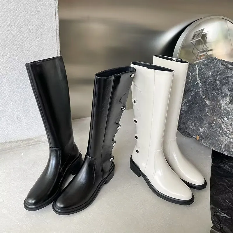 LuxeLeather Chic High Boots