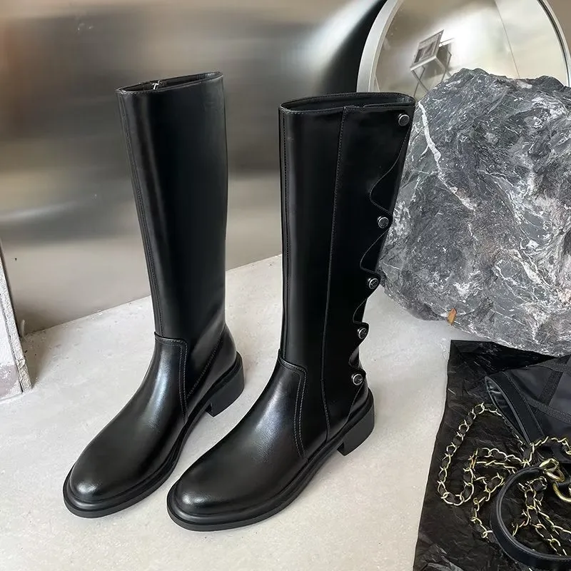 LuxeLeather Chic High Boots