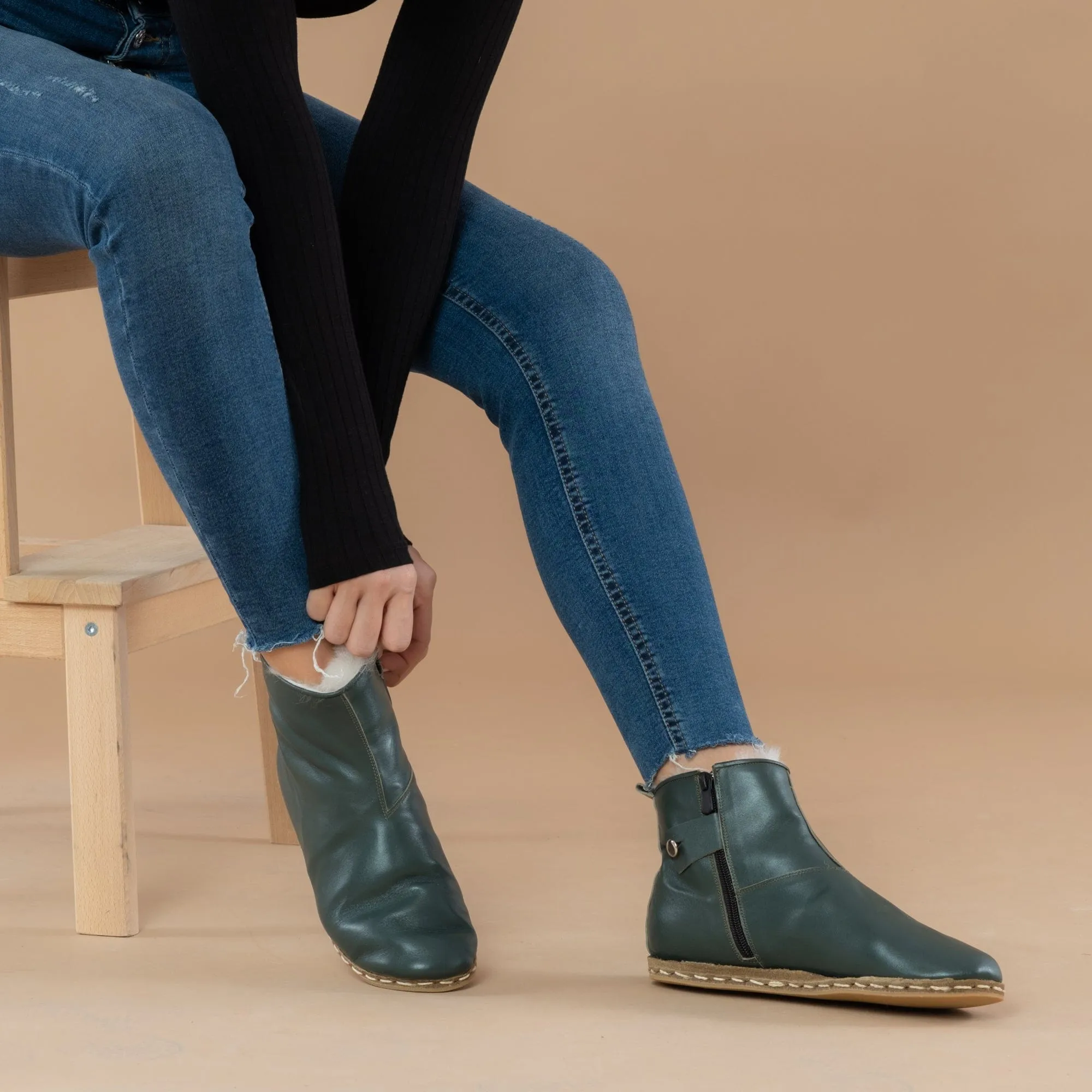 Men's Green Shearling Boots