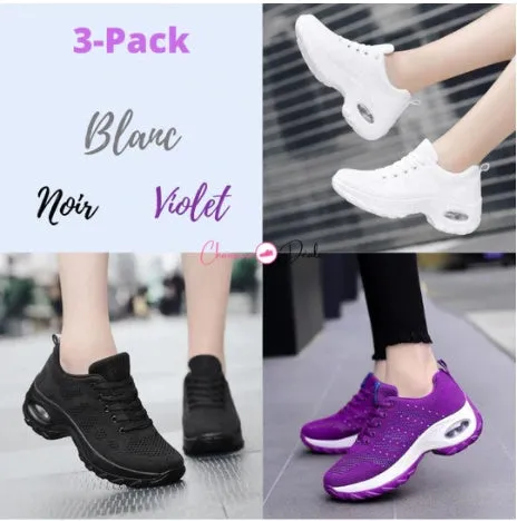 New Air Cushion Women'S Shoes Thick-Soled Rocking Shoes Ladies Sneakers Fashion All-Match Flying Woven Casual Shoes