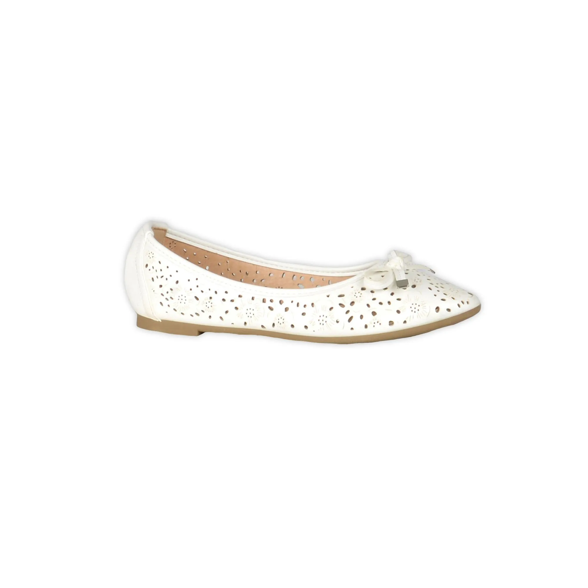 Perforated Ballerinas - White