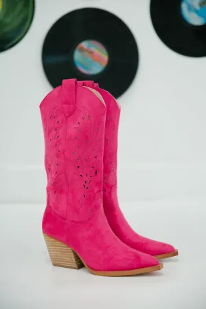 PINK SUEDE COWGIRL BOOTS